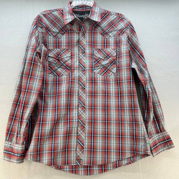 Wrangler Other - Wrangler 20X Plaid Button Up Long Sleeve Shirt Men's Size Large